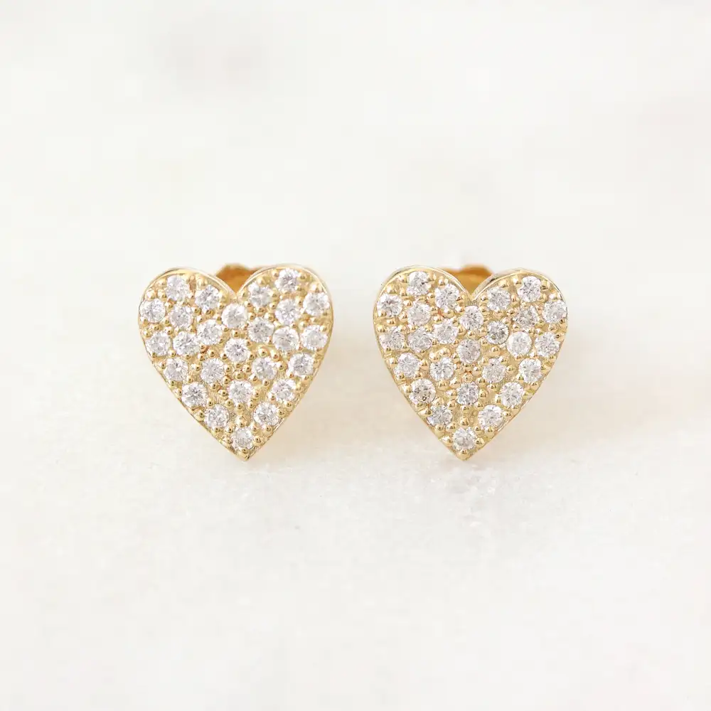 Heart Diamond Stud Earrings