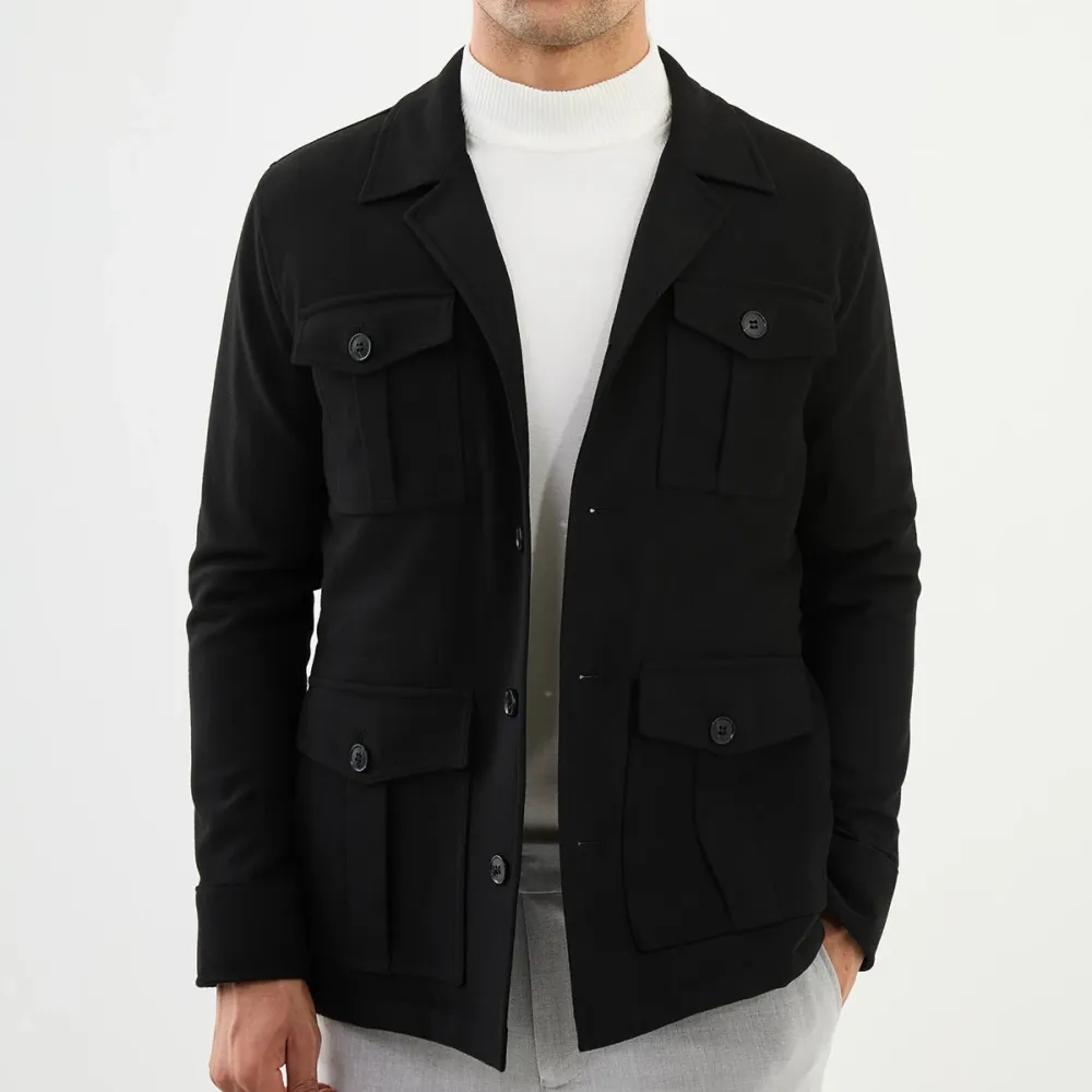 Classic Slim Fit Safari Detail Wool Tailored Coat