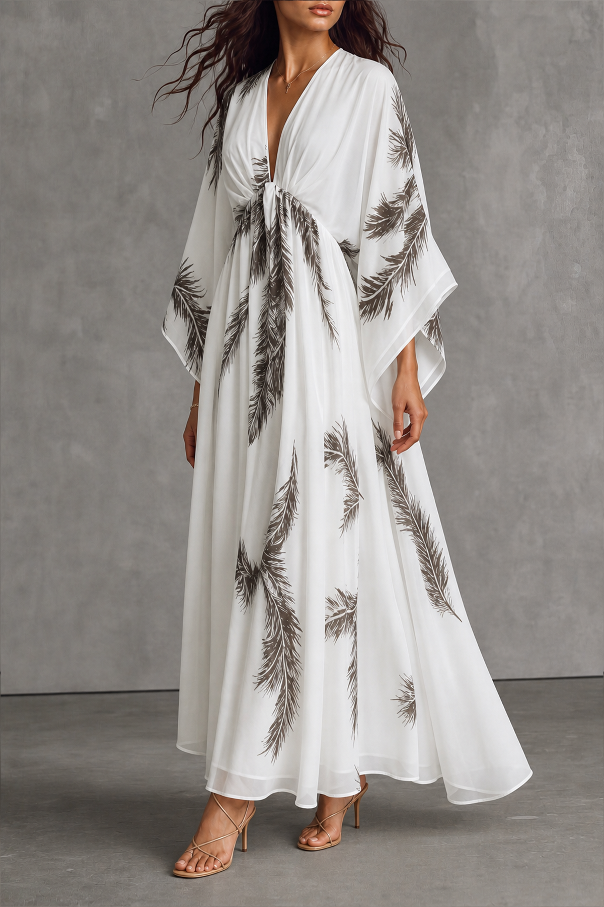 Batwing Sleeve Printed Casual Dress