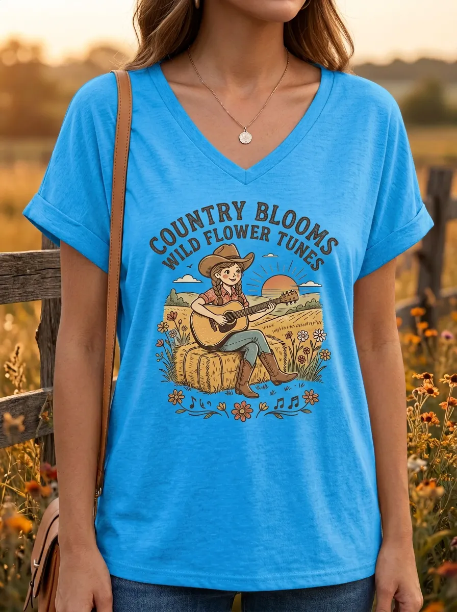 Guitar Country-Music Women's V-Neck T-Shirt