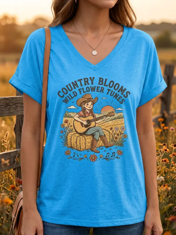 Guitar Country-Music Women's V-Neck T-Shirt