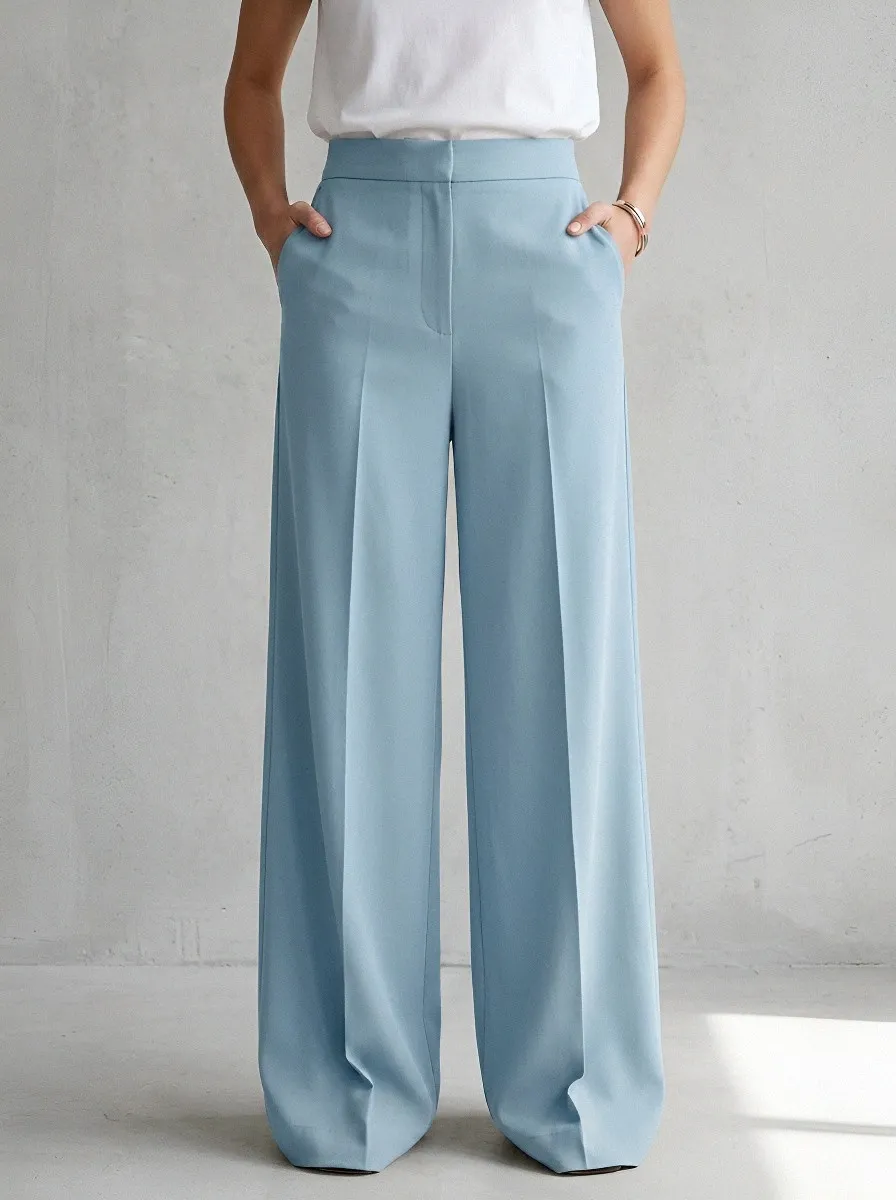 High-Waist Relaxed Draped Women's Wide-Leg Trousers