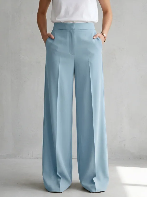 High-Waist Relaxed Draped Women's Wide-Leg Trousers