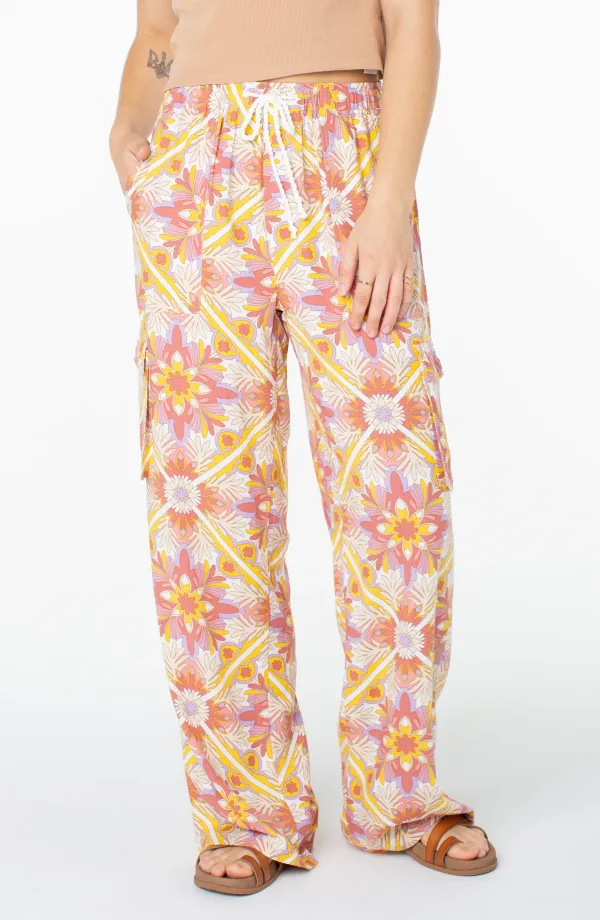 Floral Print Long Pure Cotton High-Waisted Wide-Leg Pants