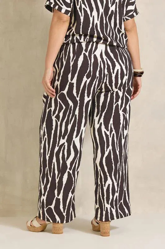 Chocolate Brown Zebra Print Wide Leg Trouser
