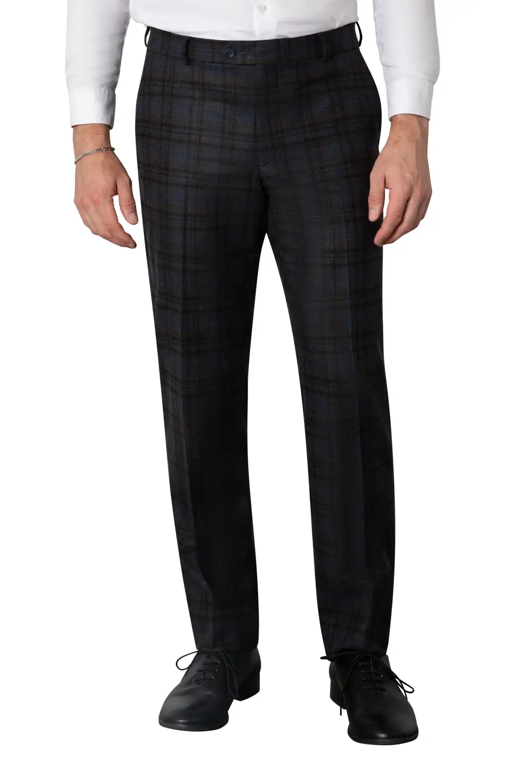 Structured Flat Front Regular Rise Traditional Fit Trousers