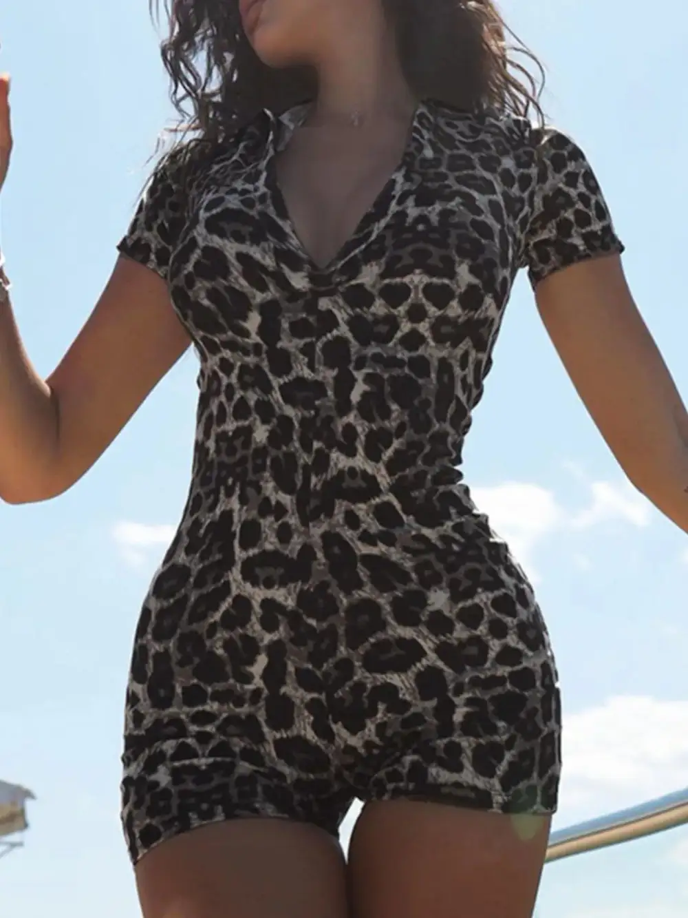 Leopard Print Jumpsuit Romper