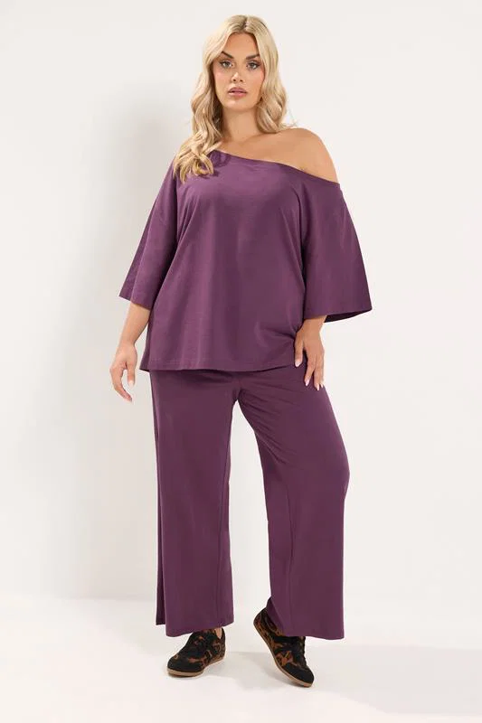 Purple Off Shoulder Tee detail 1
