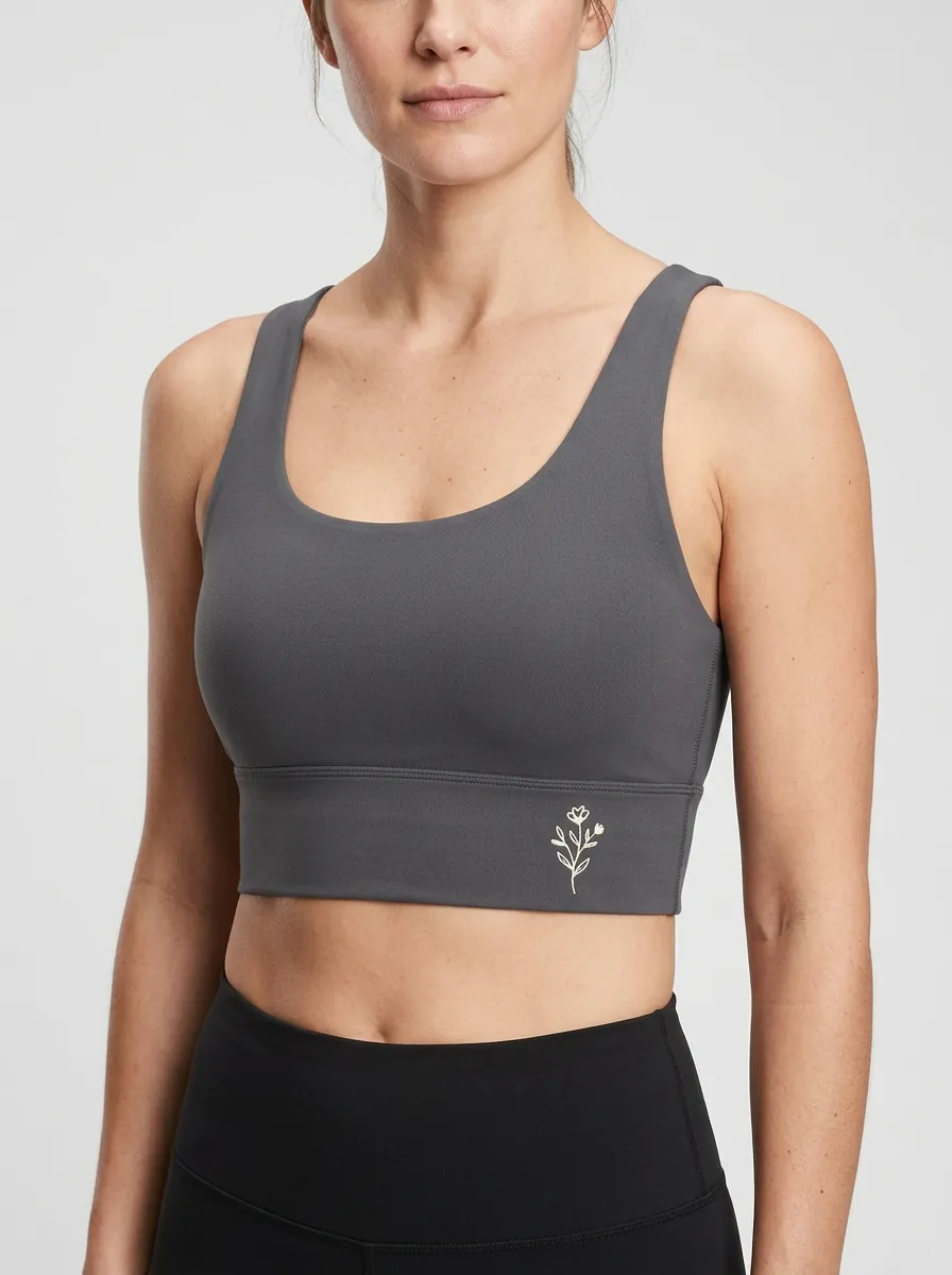 Women's Floral-Graphic Scoop-Neck Line-Art Sports Bra