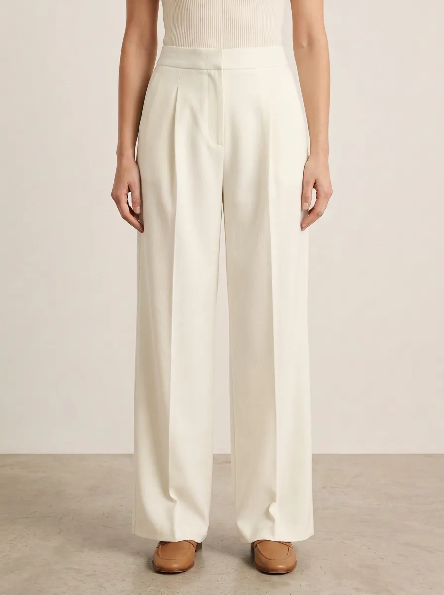 Minimal Shape Pleated Wide-Leg Trousers