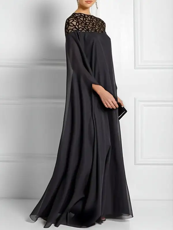 Jacquard Neck Maxi Dress