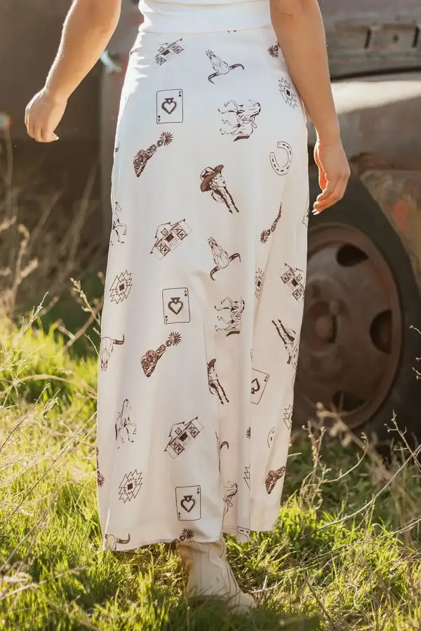 Relaxed Satin Printed Skirt