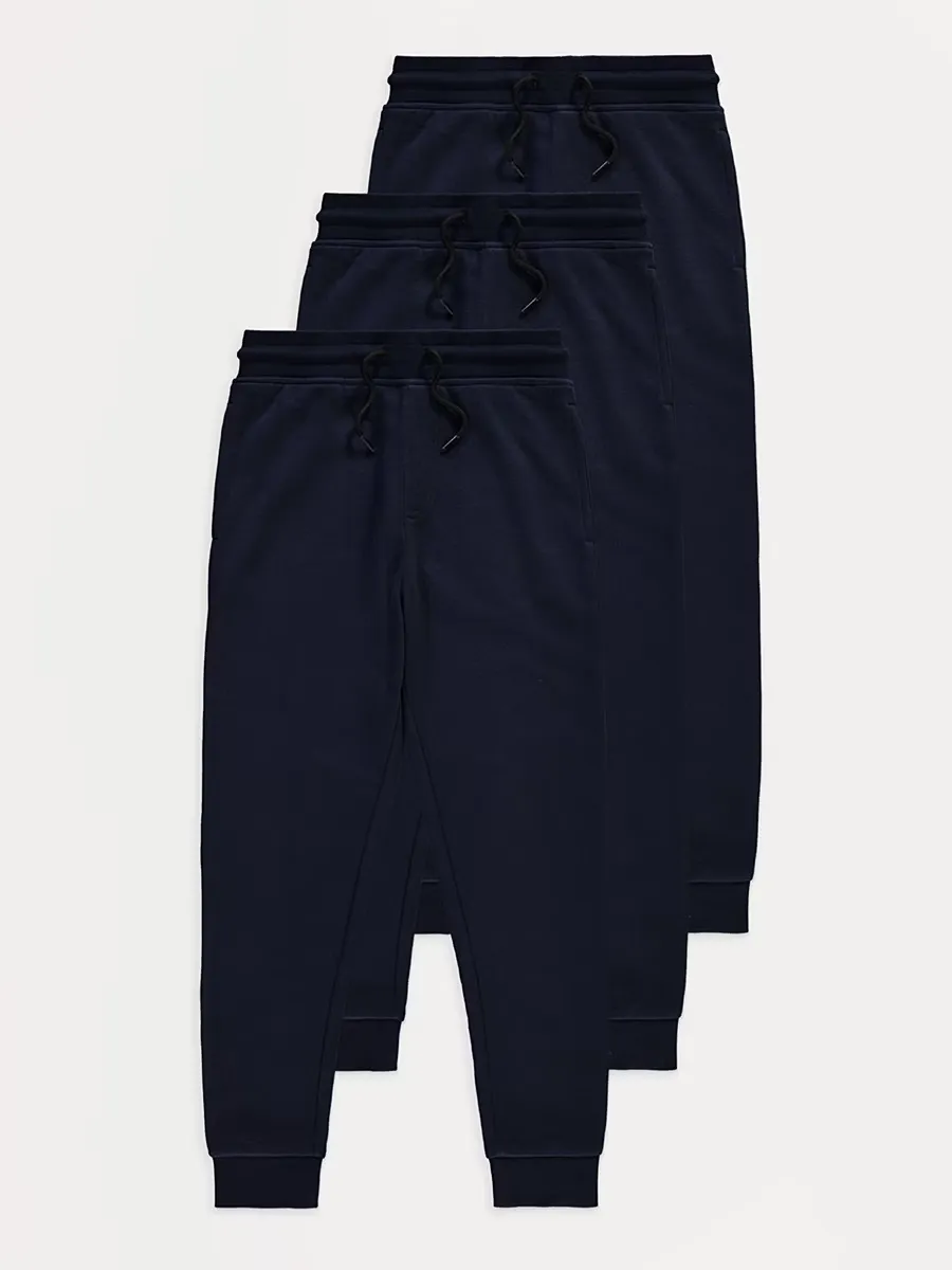 Navy Cuffed Joggers 3 Pack