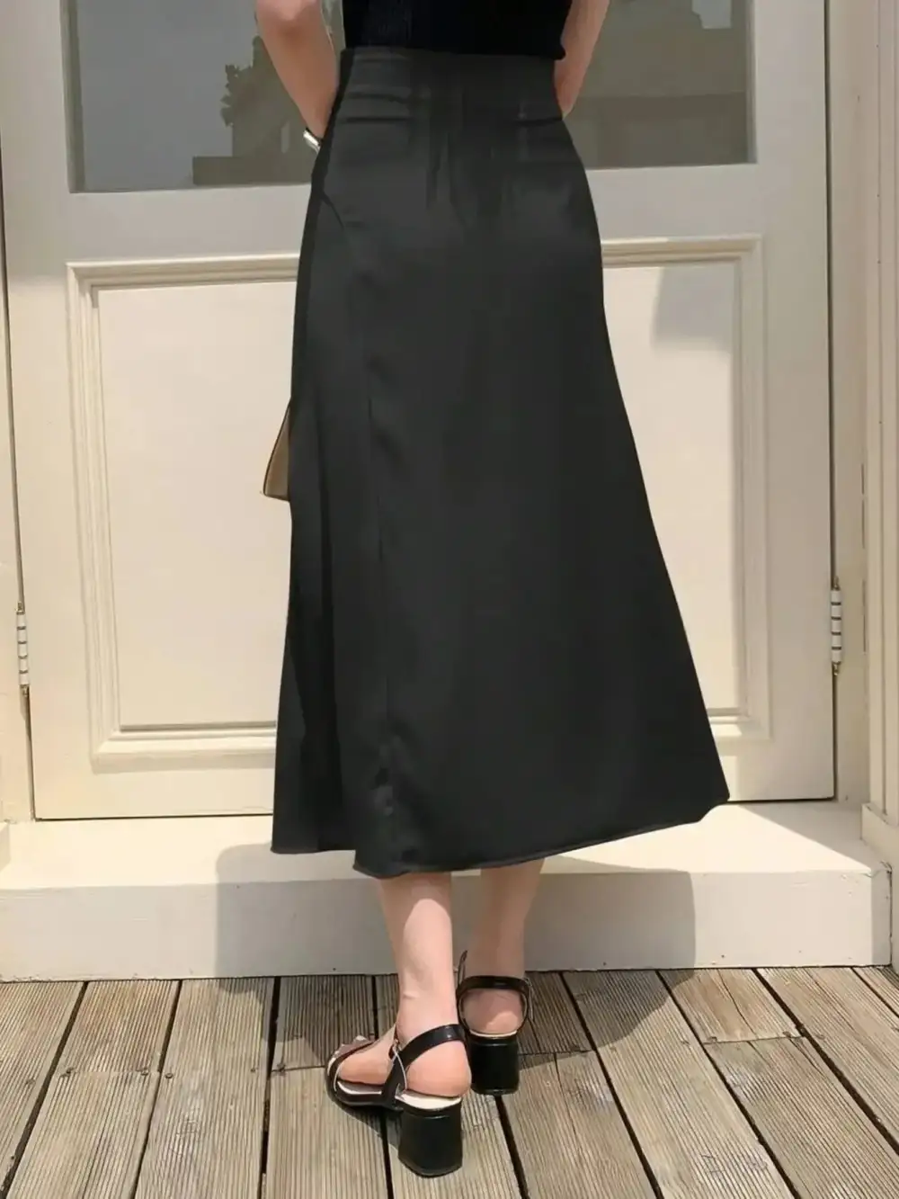 Asymmetric Wrap Midi Skirt With Fluted Hem