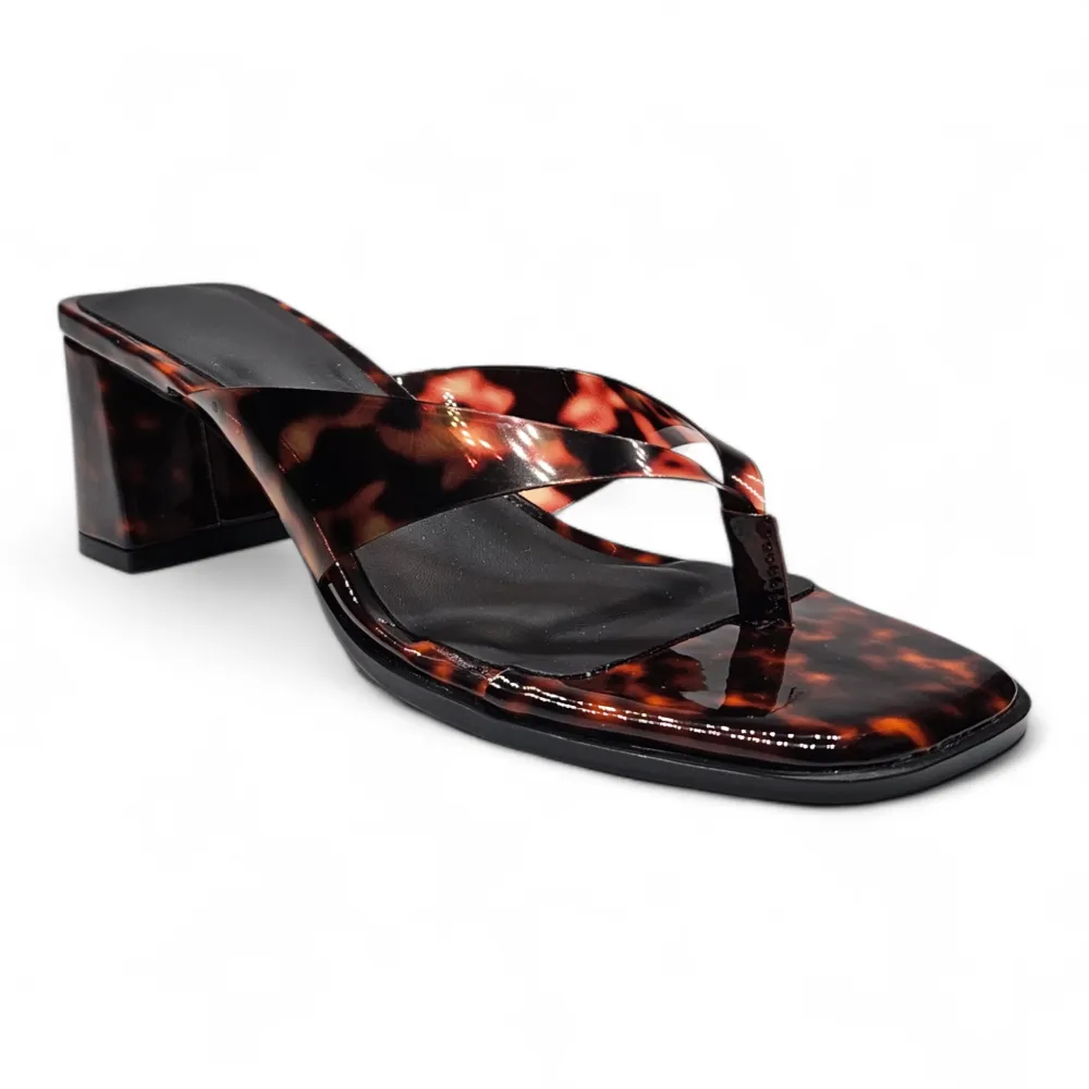 Luxe Patent Thong Block Heel Sandal
