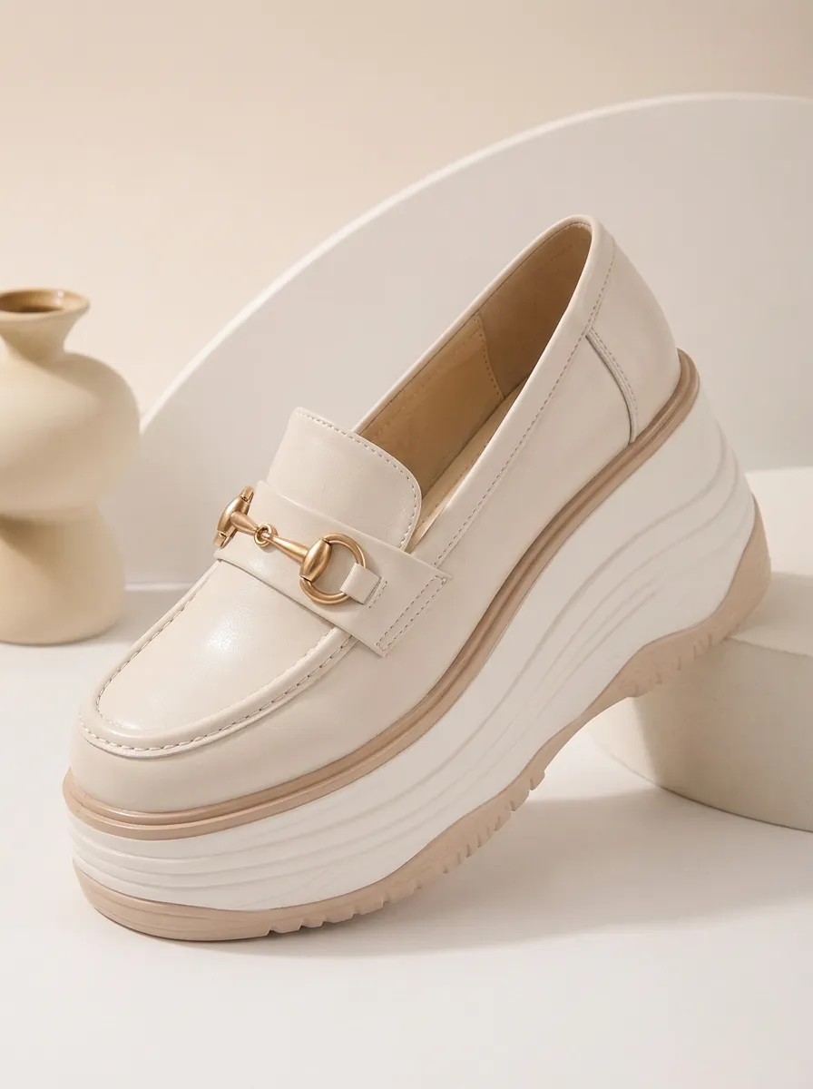 Unisex Horsebit Slip-On Platform Loafers