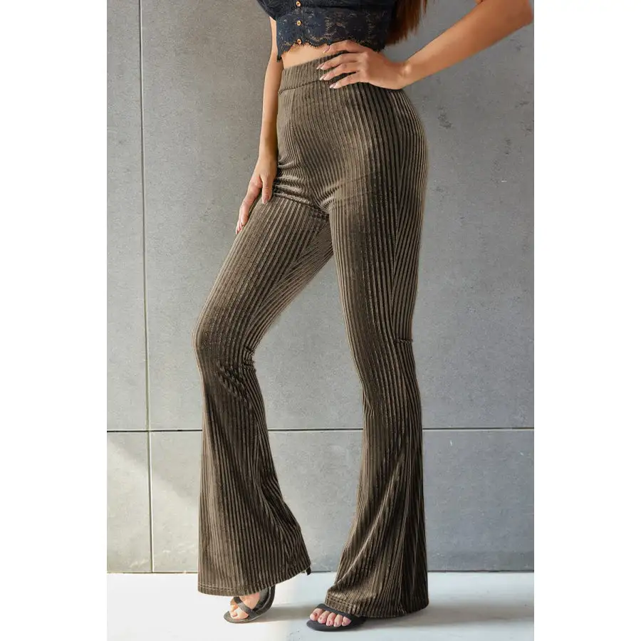 Ribbed High Waist Flare Pants