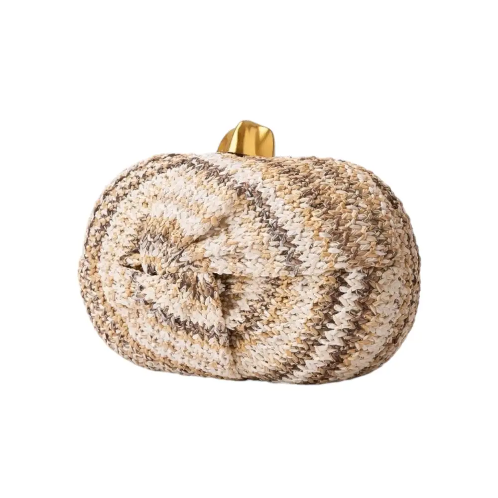 Twist Straw Clutch Crossbody Bag - Coffee