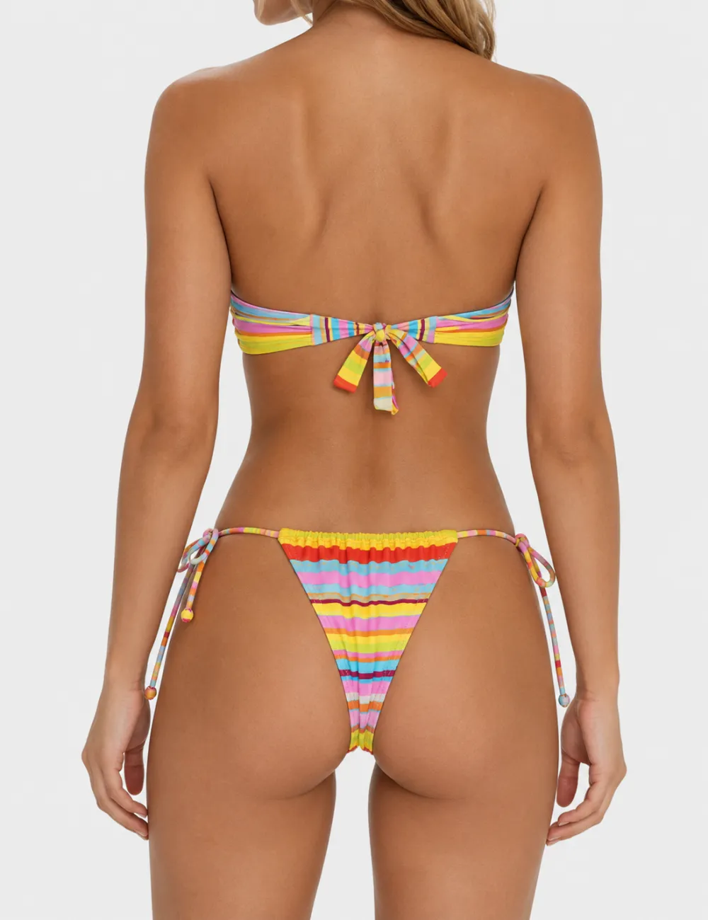 Rainbow Horizontal Bandeau Two Piece Bikini Set