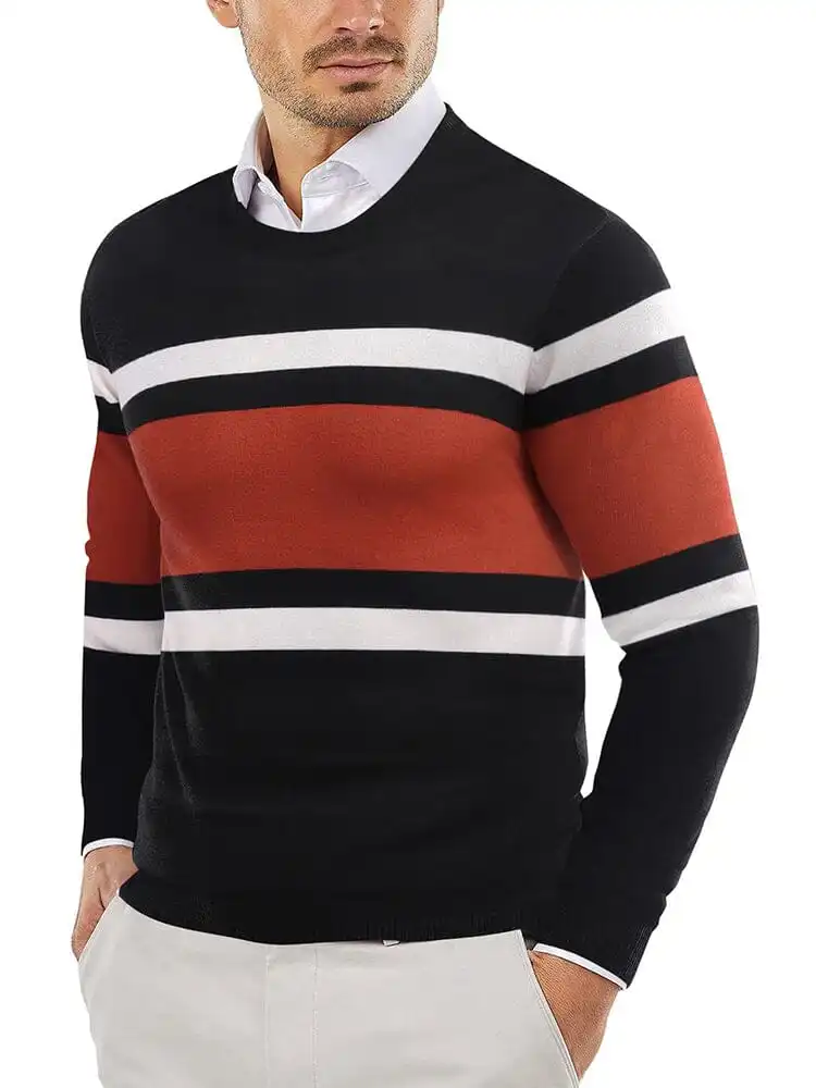 Trendy Crew Neck Pullover Knitted Sweater Jeans