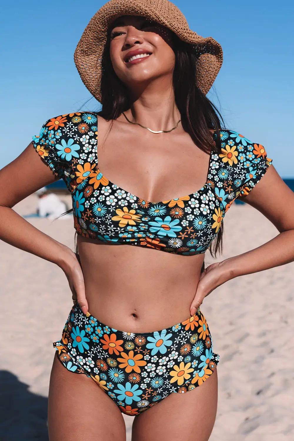 Swimwear Floral Ruffle Bodycom Party Bikinis