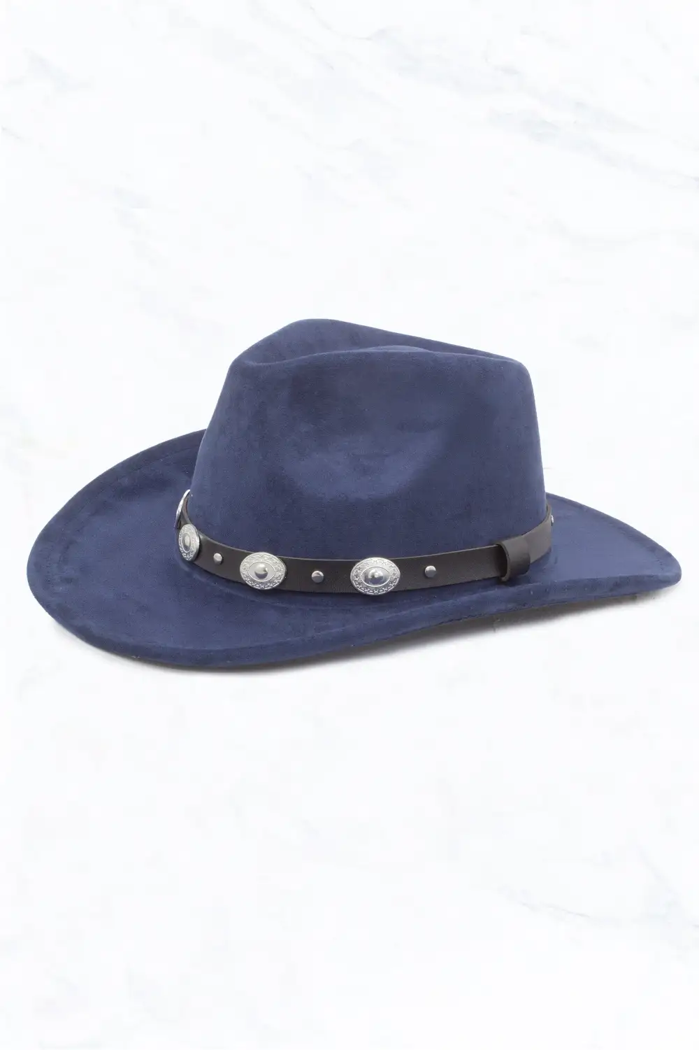 Suede Regular Cowboy Fedora Hat with Studded Belt