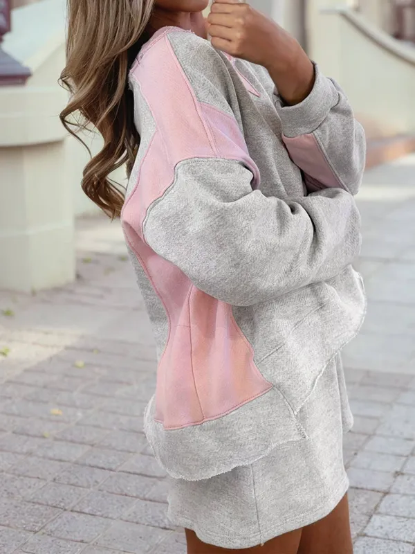 Color Block Raw Hem Loungewear