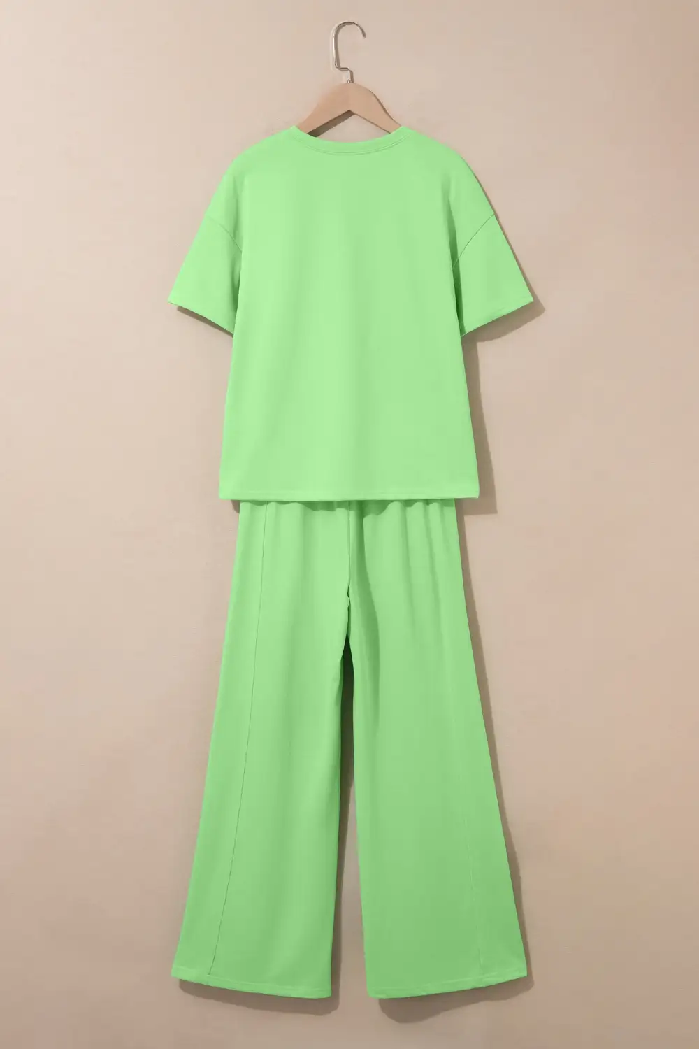 Women's Solid Cover Oversize Tee Pocketed Casual Pants Two Piece Outfit