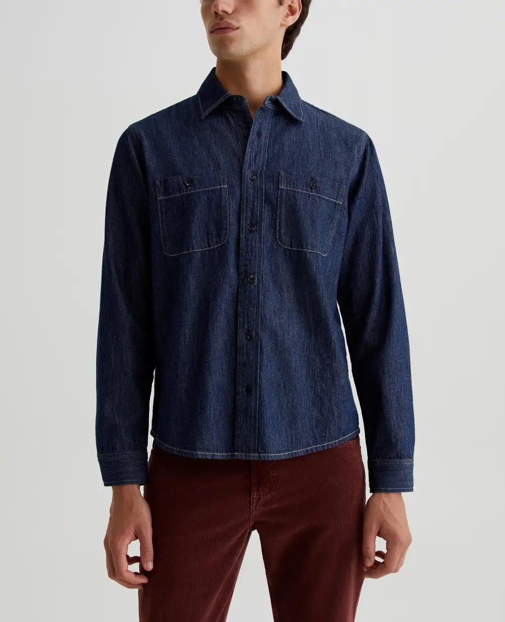 Men's Point Collar Denim Shirt