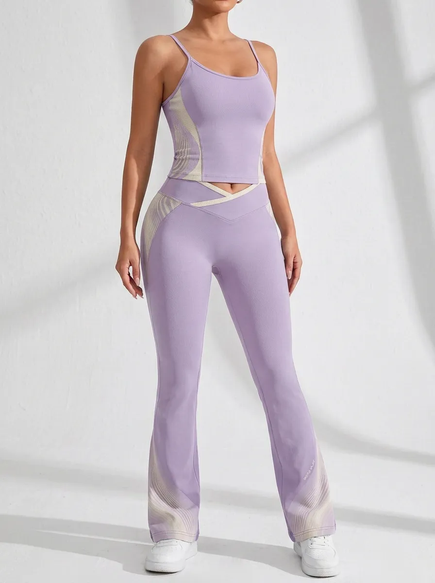 Paneled Crossover Waist Flare Active Set