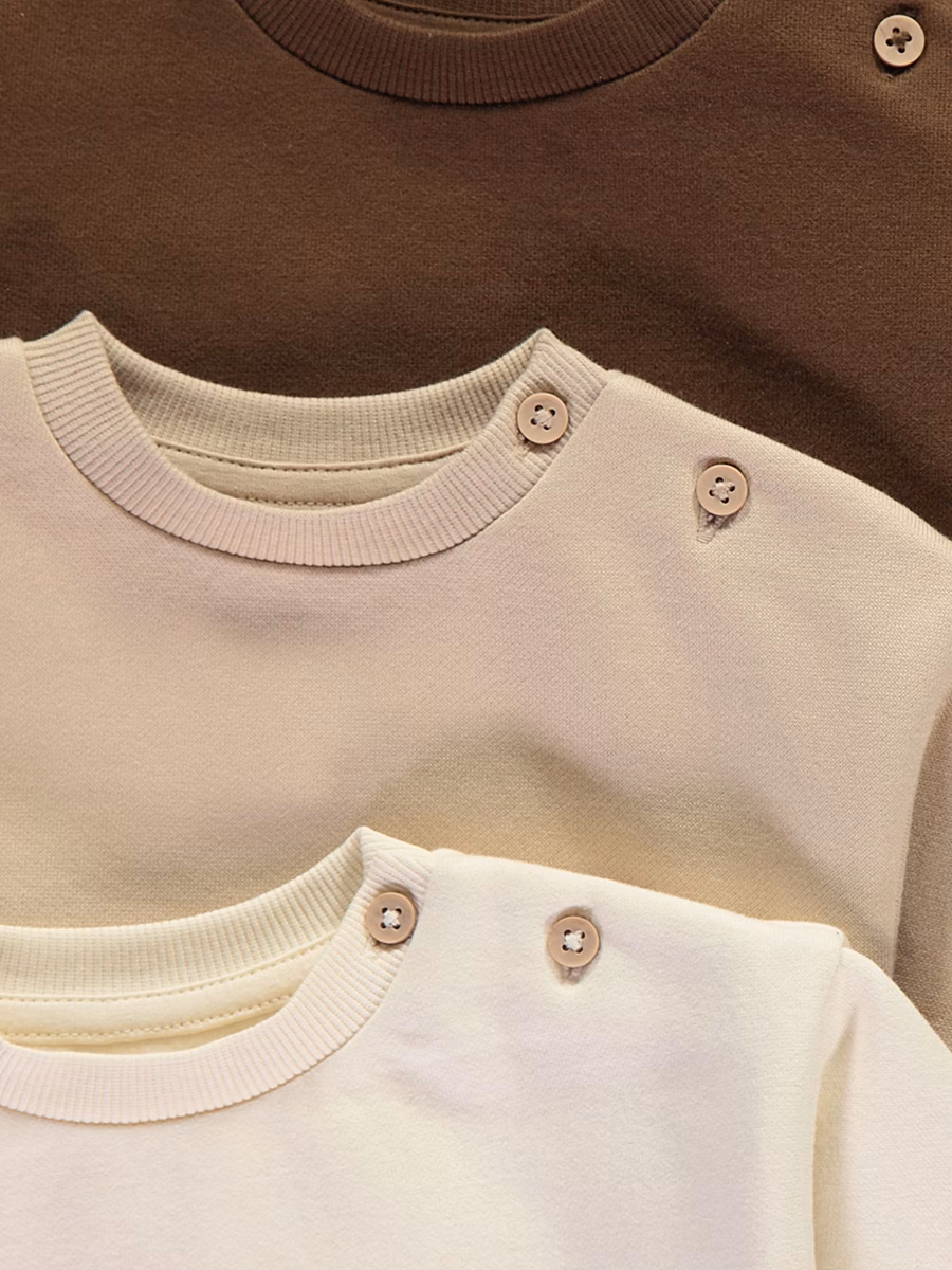 Crew Neck Button Shoulder Sweatshirts 3 Pack detail 1