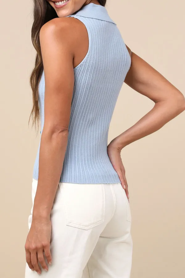 Daily Collared Sleeveless Sweater