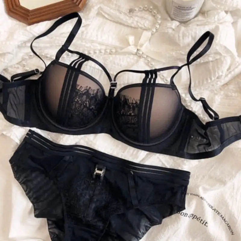 Neckline Strap Push-Up Lingerie Set