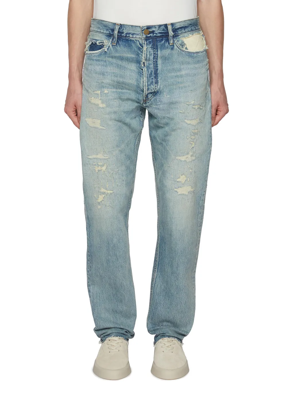 Soft Straight-Cut Daily Blue Cottom Jeans