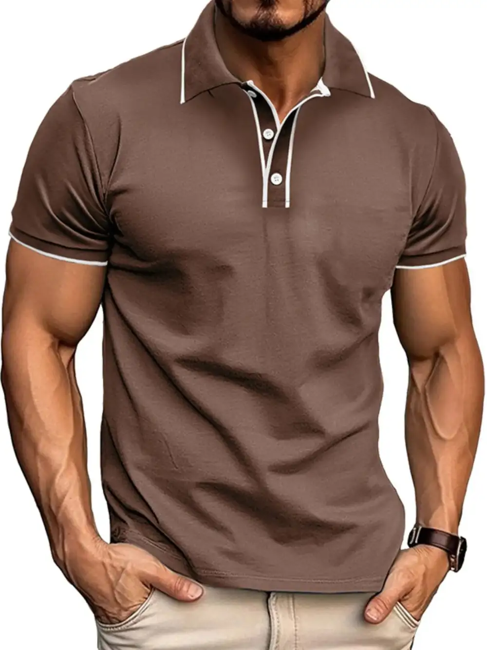 Loose Fit Contrast Detail Collared Polo Shirt