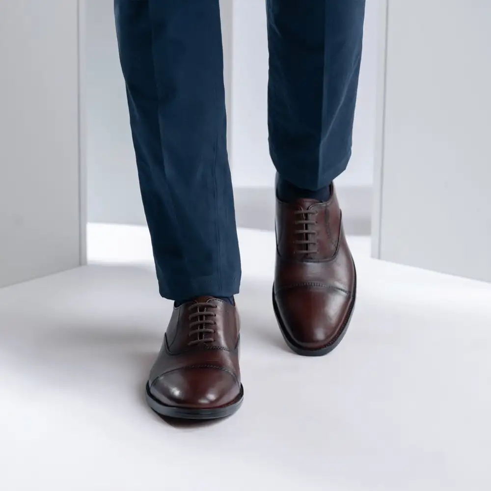Burnished Brown Leather Loafers