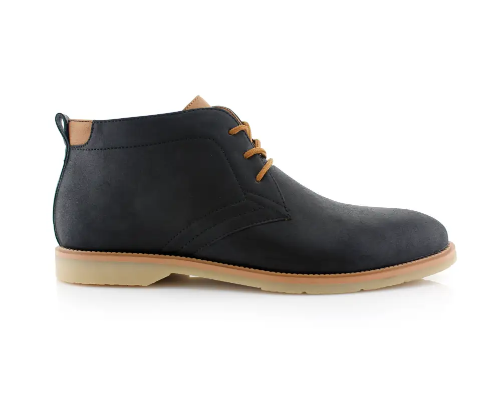 Faux-Leather Lace-Up Chukka Boots
