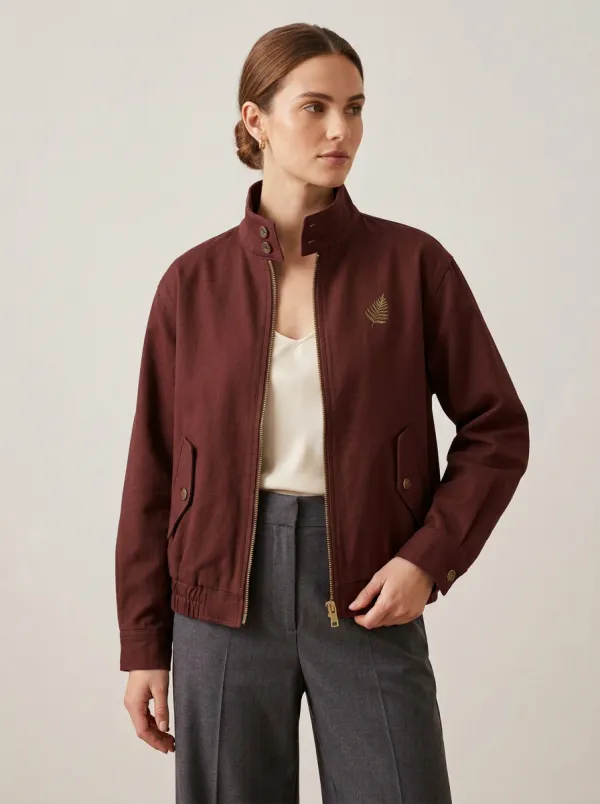 Women's Fern Leaf Printed Olive Green Jacket