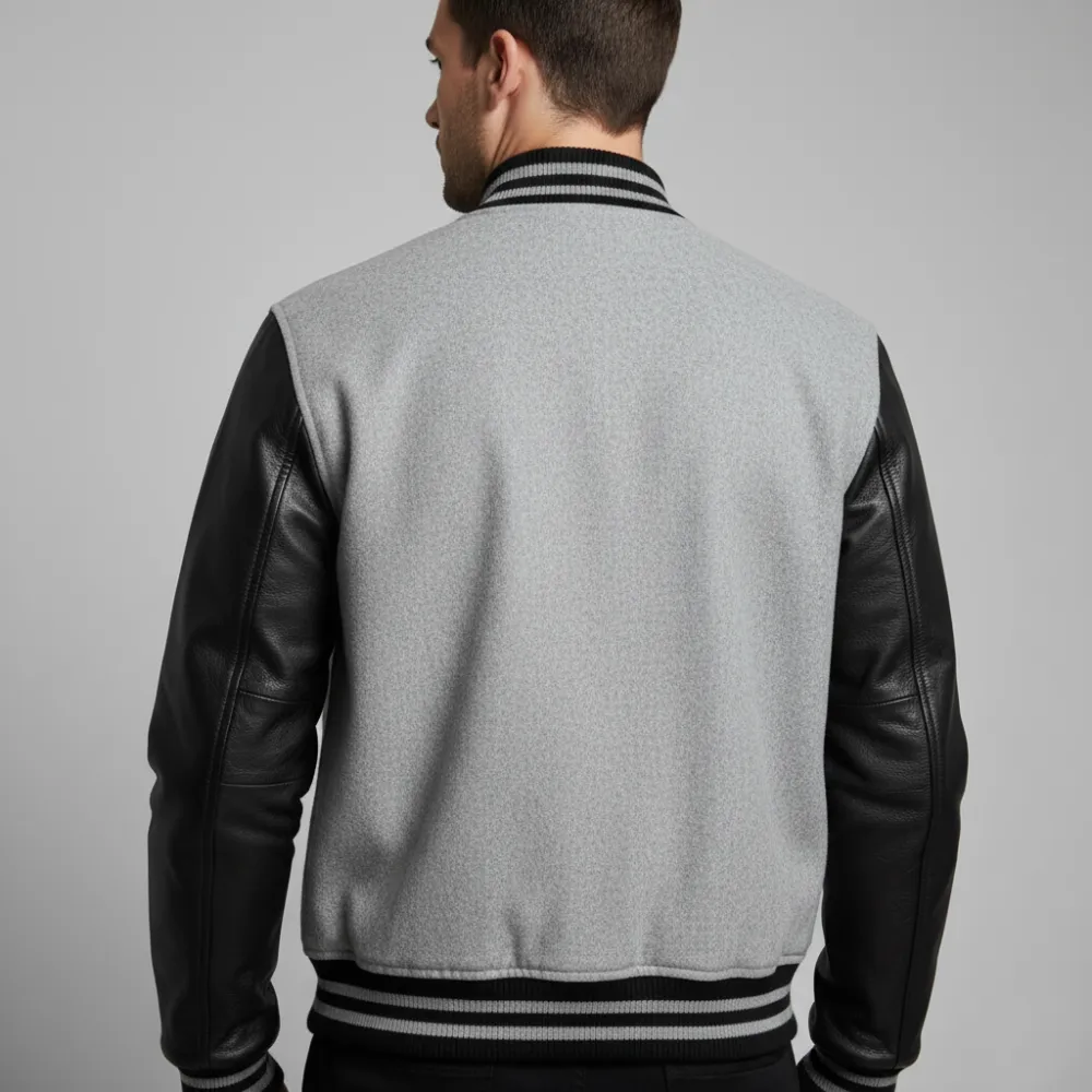 Two Tone Wool Letterman Jacket