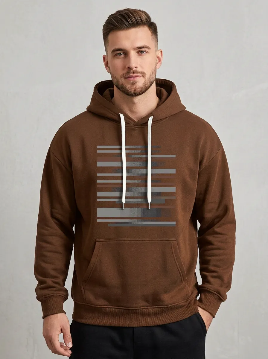 Men's Minimalist Abstract Geometric Striped Print Hoodie
