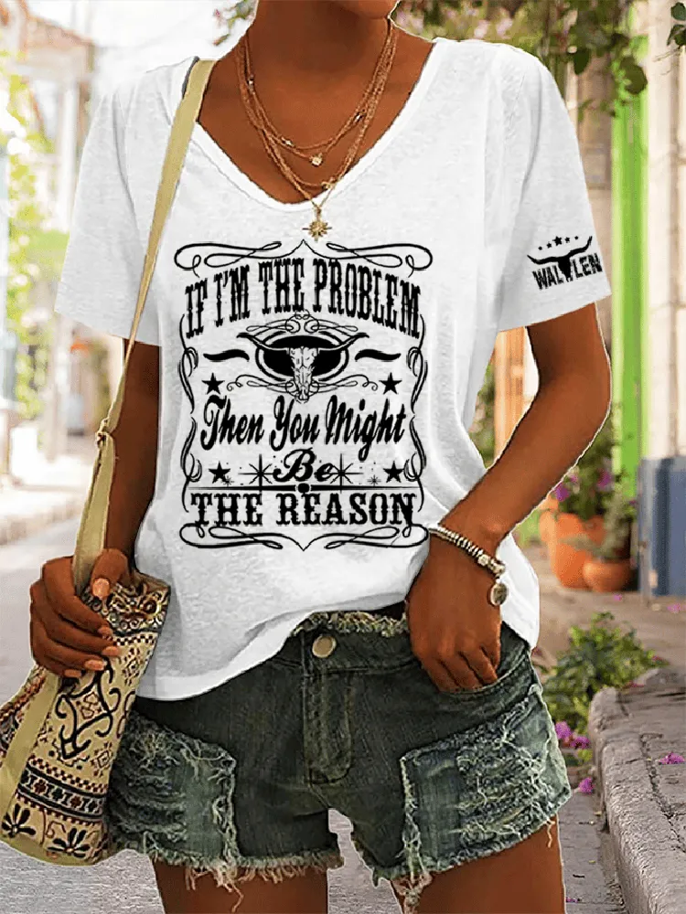 Retro Slogan V-Neck Short-Sleeve T-Shirts
