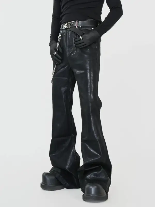 Flared Sheen-Finish Jeans