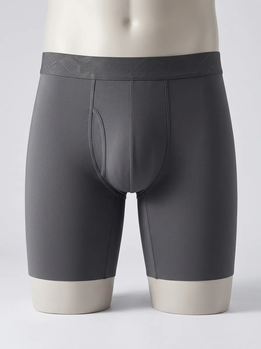 Men's Solid Grey Athletic Boxer Briefs