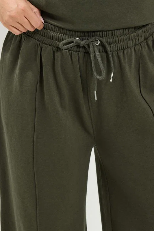 Khaki Green Wide Leg Jogger detail 3