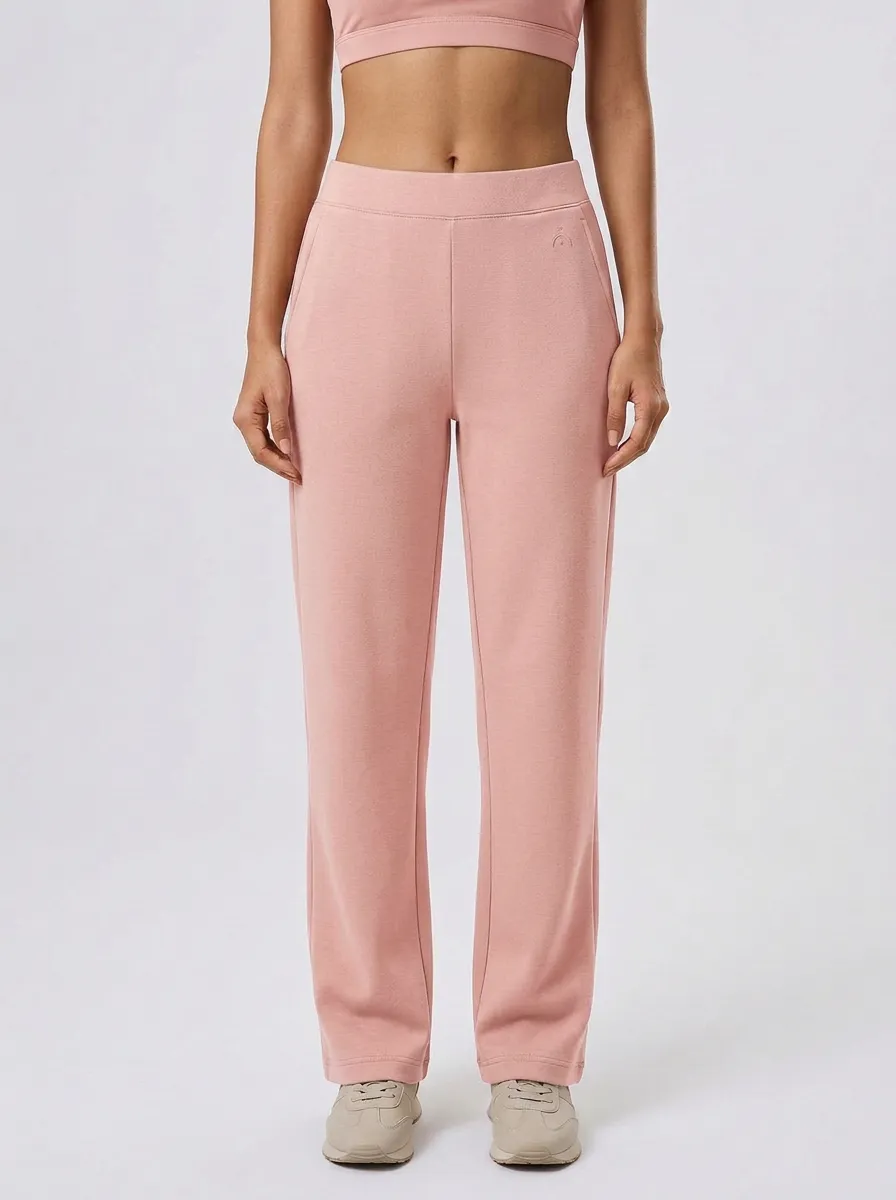 Women's Minimalist Solid Taupe High-Waisted Lounge Pants
