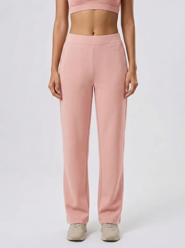 Women's Minimalist Solid Taupe High-Waisted Lounge Pants