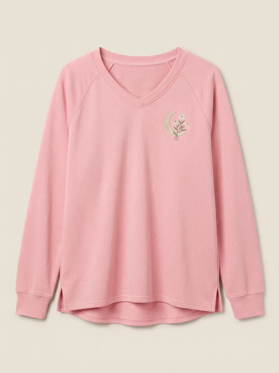 Women's Celestial V-Neck Embroidered Pullover