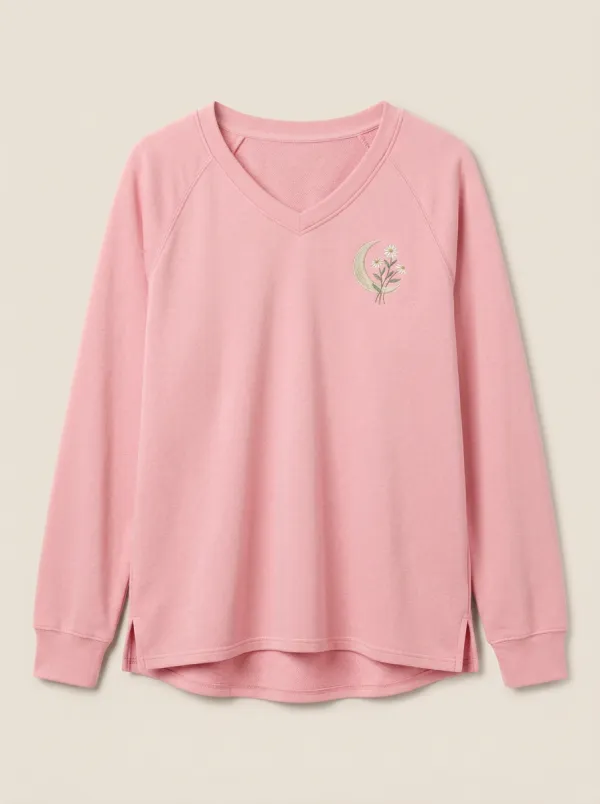 Women's Celestial V-Neck Embroidered Pullover