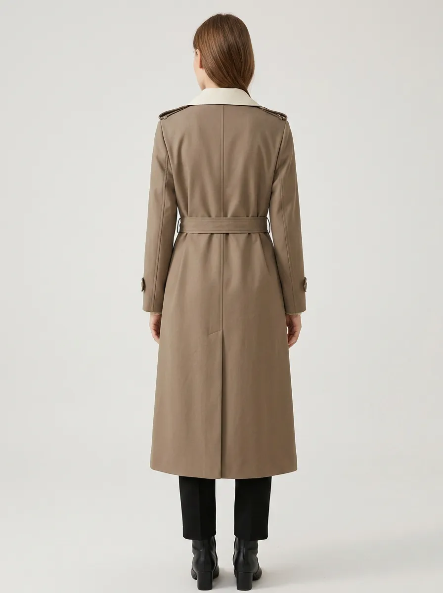 Women's Classic Belted Minimalist Classic Long Trench Coat