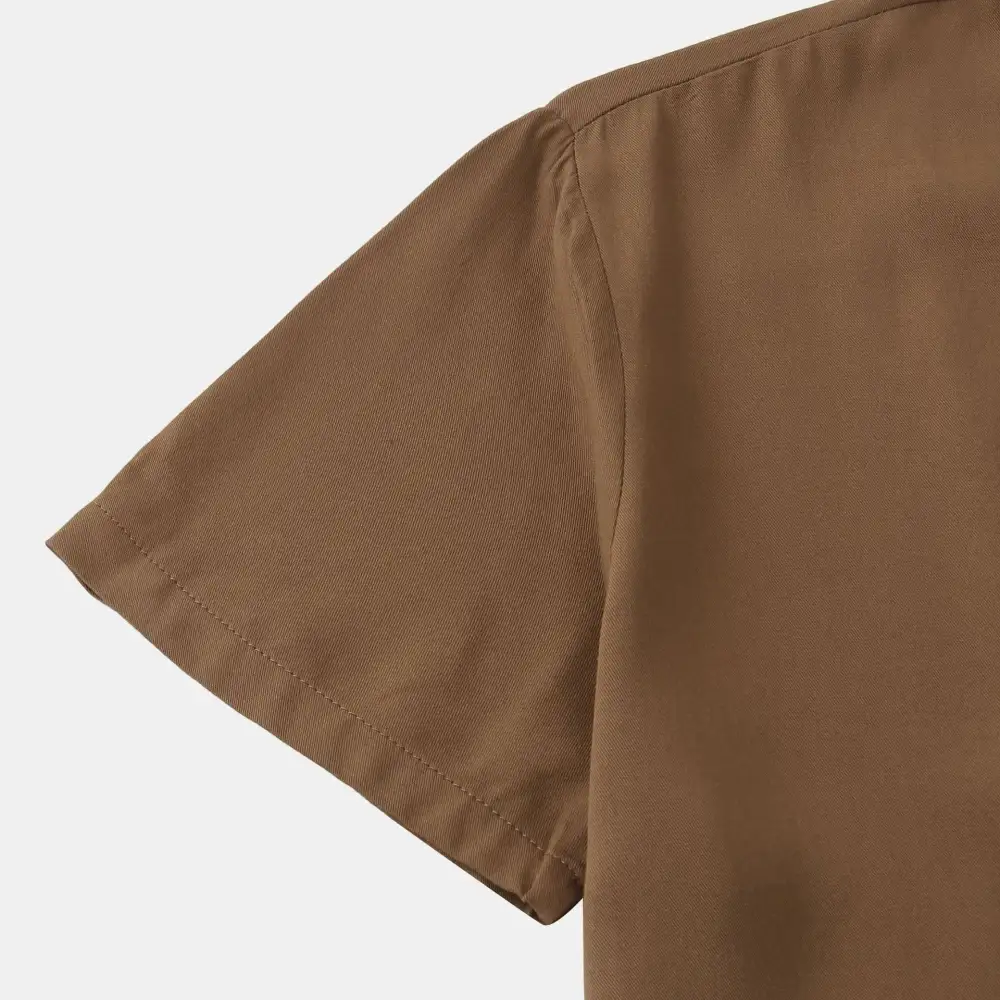 Relaxed Button Front Short Sleeve Collared Polo Shirt